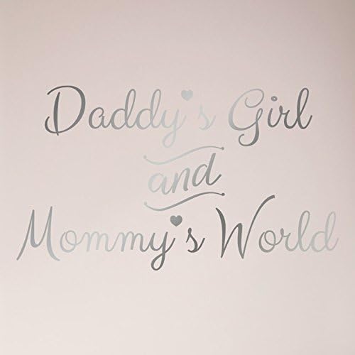 Miniatura 6 de Adhesivo decorativo para pared con texto en inglés "Daddy's Girl and Mommy's World", 24.0 x 13.0 in, para decoración del hogar, baby shower, cuna de