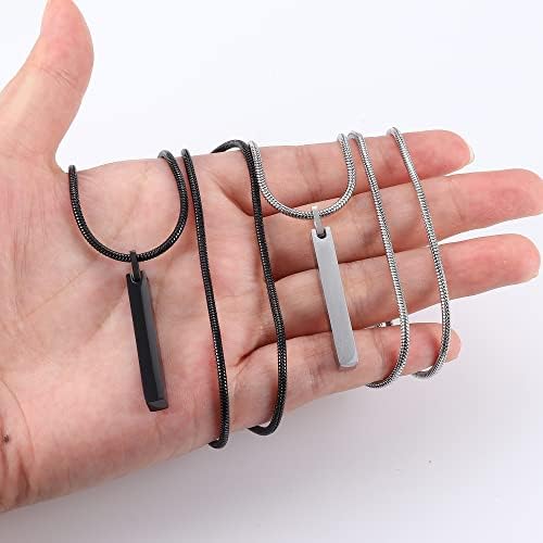 MILACOLATO Mens Necklaces Stainless Steel Bar Pendant Necklace for Men and Women Couples Necklaces 22 Inches Snake Chain Unisex