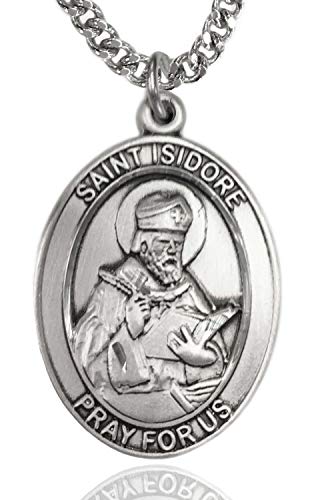 Heartland Store Men's St. Isidore of Seville Sterling Silver Medal + USA Made + Choose Chain