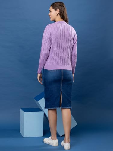 Image of Women's Cable Knit Woolen Pullover | Full Sleeve Round Neck Winterwear | Soft & Stylish Warm Sweater for Girls & Ladies