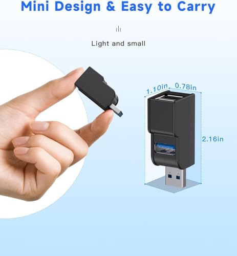 Image of 3 Ports USB Adapter, U.SB Hub with 3.0 and Double Adapter, Portable US.B Spl /tter 1 in 3 Out for Keyborad, Mobile Hard Disk, U Disk, Camera, Mouse etc Laptop Accessories (3 Ports USB)