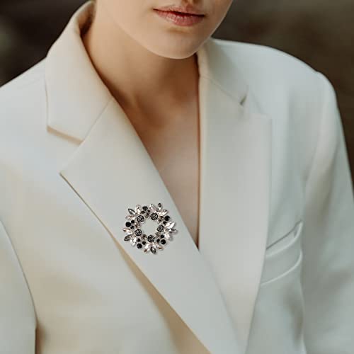 Image of Pearl Diamond Brooch Pins for Dress Sweater Scarf, Wedding Party Decoration Birthday Christmas Gift