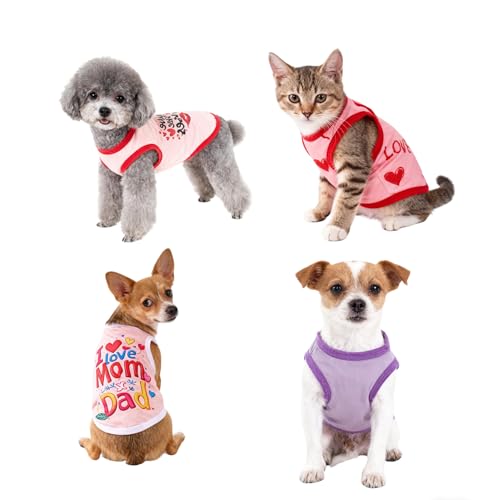 Topbuti 4 Pack Dog Shirts Summer Pet T Shirts Puppy Clothes Dog Clothing Breathable Cat Sleeveless Vest for Small Dogs Cats (Medium, Love) - Image 6