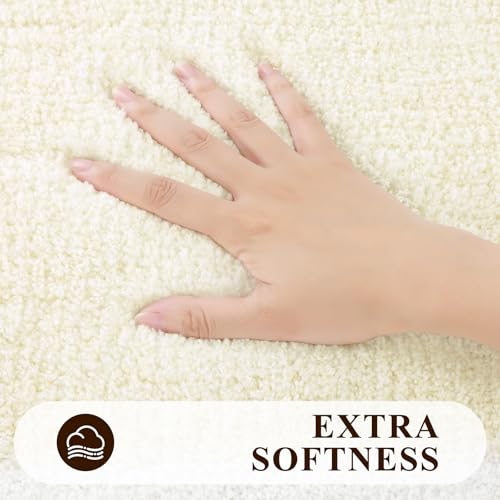 Pauwer 3 Piece Bath Mat Set, Non-Slip Plush Rugs, Absorbent Shaggy Set With U-Shaped Contour Toilet Mat for Bathroom, Bedroom, Living Room - Dusty Pink