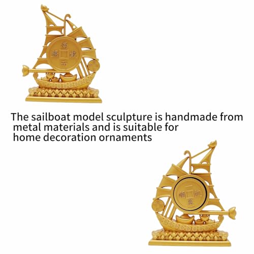 Estatua Decorativa Barco Feng Shui Dorado miniatura 3