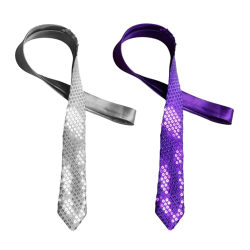 RELKLYU 2 Piezas La Corbata De Lentejuelas Masculina, La Corbata Brillante para Fiesta y Show