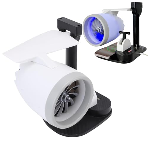 Garsent Turbojet -Desktop -Lüfter mit Luftbefeuchter, Flugzeugstrahlmotorendesschungsventilator, JET -Motor -Lüfter, JET -Desktop -Lüfter, Flugzeugstrahl -Motorventilator, 4000 U (blaues Licht)
