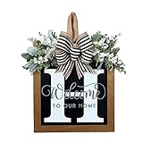 ASHATA 一年中フロントドアリース美しい姓ウェルカムサイン家の装飾用マルチカラー木材素材 (#8)