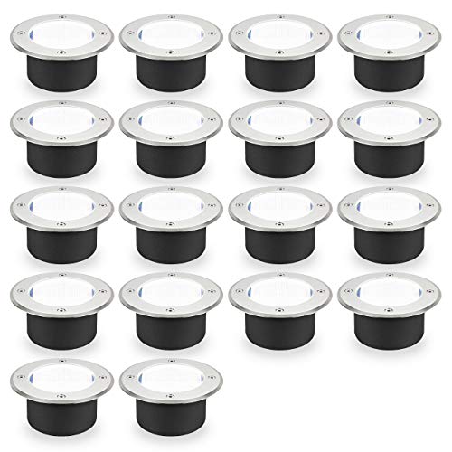 埋込み式 LED ガーデンライト ソーラー発電 電源不要 屋外用 防水 ESL-01/ESL-02 (18個セット, ホワイト(昼白色))