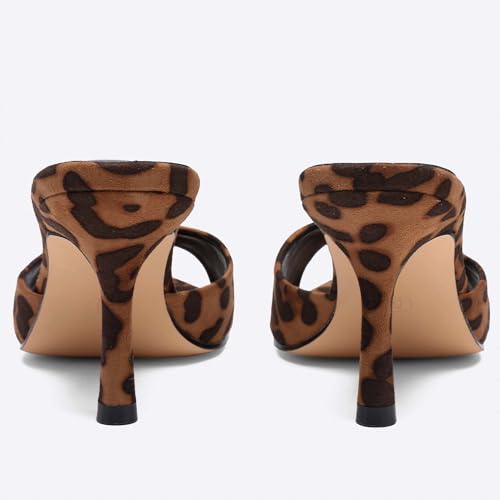 Image of Riekhany High Heel Mules for Women Slip On Open Pointed Toe Classy Patent Leather Stiletto Pumps Formal Slingback Mule Sandals Dress Walking Shoes