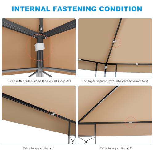 Qdreclod Ersatzdach für Pavillon 3x3m – Wasserdicht & UV-Schutz (95%) – 300D Polyester mit PA-Beschichtung – schnell montierbar für Garten, Camping, Terrasse und Outdoor-Events, Khaki