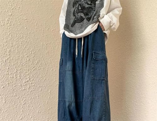 Men's Wide Leg Male Cowboy Pants Trousers Washed Classic Korean Style Denim Jeans2