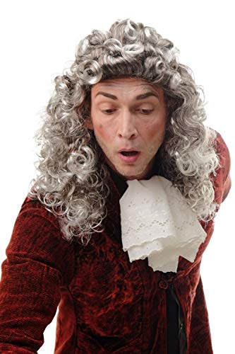 WIG ME UP - AD-002-P4T309 Perruque Hommes Femmes Carnaval Brun Gris Gris Argent Mullet Mullet bouclés Noble Baroque Juge Seigneur Cover
