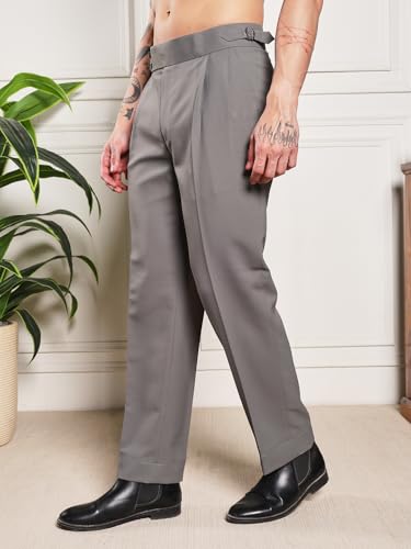 Image of Gurkha Pants for Men | Trouser for Men | Formal Pant | Double Button | Loose Fit Trouser High Waist Pleated Casual Trousers | Vintage Straight Leg Pants for Office Smart Casual Travel Party