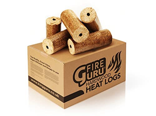Fire Guru Premium Eco Round Heat Logs - Hardwood Briquettes Perfect for Burning on Open Fires, Pizza Oven, Fire Pit & Wood Burners - Greener Way To Heat Your Home (30kg) (FG_HEATLOGS30)