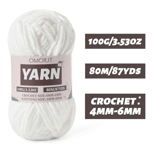 Image of Fluffy Chenille Yarn for Crocheting - Baby Yarn for Crocheting Soft Blanket - 3 Pack of 100g /(87.4yds) Crochet Amigurumi Chunky Yarns - Super Bulky 5 Velvet Yarns (3 Snow White)