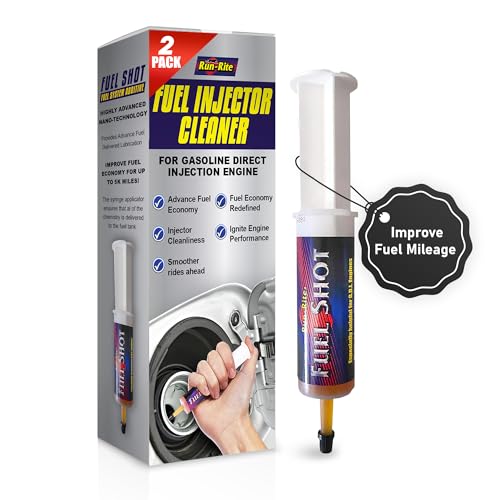RUN-RITE Fuel Shot - Fuel System Cleaner for Gasoline Engines - Fuel Injector Cleaner with Syringe Applicator - Effectively Removes Engine Carbon Deposits - Enhance Fuel Economy and Mileage - 2 Pack