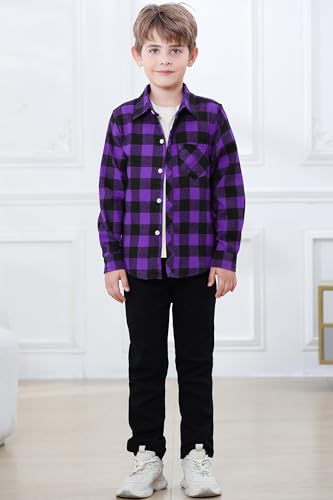Image of Betusline Boy and Men Button Down Plaid Shirt