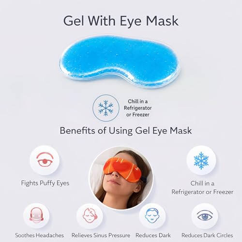 Image of Jenna Cooling Gel Sleeping Eye Mask for Relaxation and Sleep Adjustable Strap Soft Fabric Night Blind Fold for Comfort and Travel (3Heart Red Gel)