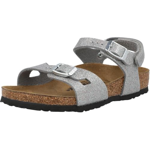 Birkenstock Rio Kids Sandal, Sparkling Light Silver, Birko-Flor, Cork-Latex Footbed, Narrow Fit