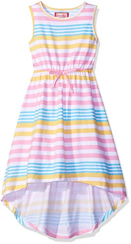 Dream Star Girls' Sleeveless Multi Stripe Maxi with Hi/Low Hem Dress