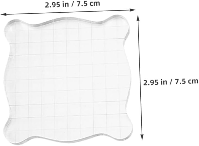 4pcs Acrylic Stamp Blocks with Grid and Wave Edge, Stamping Blocks Set for Scrapbooking and Crafting, 7.5 X 7.5cm, DIY Postcard and Card Making Tools