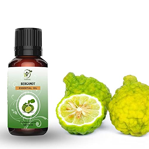 Image of VIRTUAL Bergamot Essential Oil For Hair, Face, Skin & 100% Pure & Natural Pure Aromatic Oil for Anxiety Relief & Skin Health Great for Aromatherapy, Relaxation Techniques & DIY Projects (15 ML)