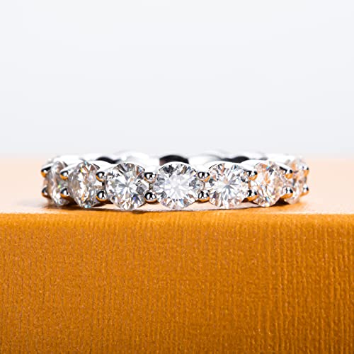 Moissanite Wedding Band Eternity Ring 5Cttw D Color Vvs1 Clarity Round Brilliant Cut Lab Created Diamond Gold Plated 925 Sterling Silver Fake Promise Anniversary Bands For Women With Certificate(6.5) #TOP4