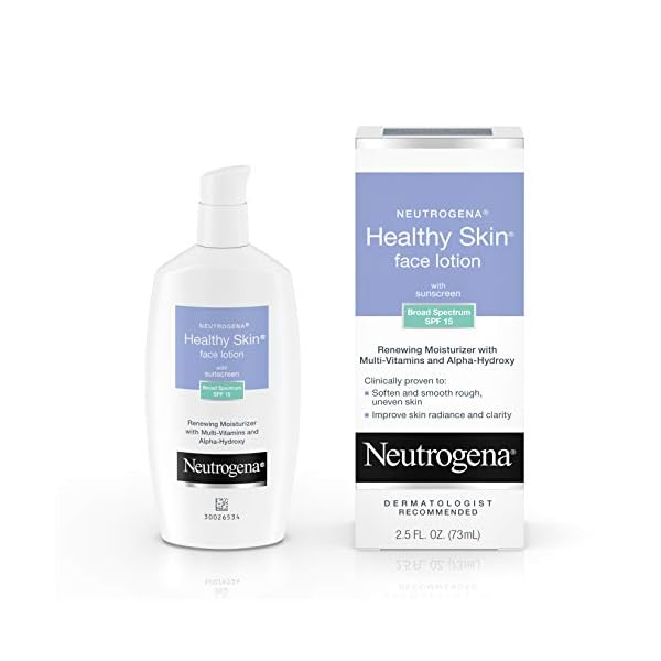 Neutrogena Healthy Skin Face Moisturizer Lotion with SPF 15 Sunscreen & Alpha-Hydroxy Acid, Anti-Wrinkle Treatment with Vitamins C, E & B5, Oil-Free & Alcohol-Free, 2.5 fl. oz