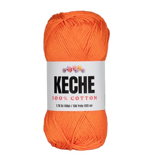 Cotton Yarn - 100% Cotton Yarn for Crocheting and Knitting Mercerized Cotton Amigurumi Yarn Fine-Sport 2 1.76 oz (50g) / 136 Yrds (125 m) - Orange