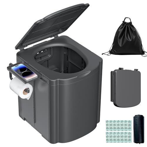 BALLA BALEIN Portable Toilet for Camping, Outdoor Toilet for Camping with Lid, Adult Potty for Car, Easy Clean Portable Camping Toilet, Truck Driver Portable Toilets 440lbs,Grey