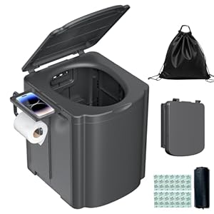 Portable Toilet for Camping, Camp Toilet with Lid, Camping Toilets Portable for Adults, Portable Camping Toilet with Paper Holder, Truck Driver Portable Toilets 440lbs, Portable Car Potty