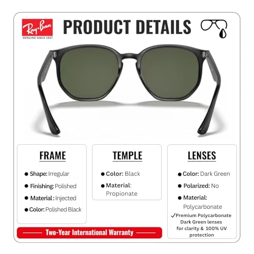 Image of Ray-Ban RB4306 Square-Round Shaped Sunglasses for Men & Women with Official RAYBAN Eyewear Kit