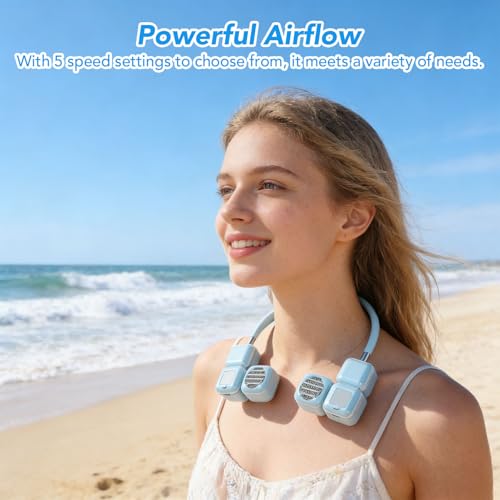 Ventilador de cuello recargable para combatir el calor de forma ligera 6