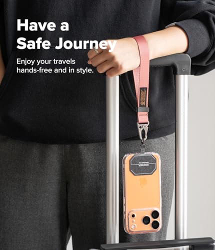 Ringke Tactical Webbing Hand Strap with Patch [Heavy Duty Tactical Carabiner] Durable Anti-Tear Multi-Purpose Phone Wrist Strap for Travel, Hiking, etc. - Dusky Pink - Image 2