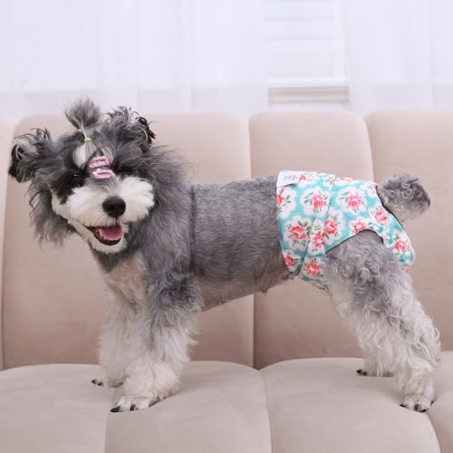 Image of CuteBone Dog Diapers Female Washable Small Medium Large 3 Pack Reusable Doggie Diapers Puppy Period Pants for Doggy Heat Cycle Peeing