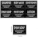 Printed Bathroom Labels Set 24PCS Waterproof Refillable Bottles Stickers for Dish Soap Body Wash Conditioner Shampoo Display