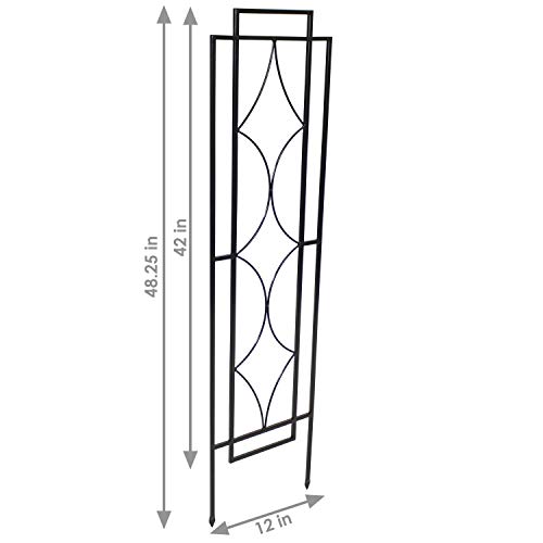 Sunnydaze 2-Piece Chic Diamonds Design Garden Trellis For Climbing Outdoor Plants Set - Decorative Metal Garden Plant And Flower Trellis - 48-Inch Tall Each - Black #TOP2
