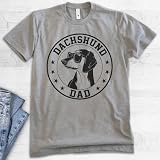 EVERTREE CLOTHING Dachshund Dad T-Shirt, Unisex Men's Shirt, Dachshund Owner, Best Dog Dad Gift, Dark Heather Gray, X-Large