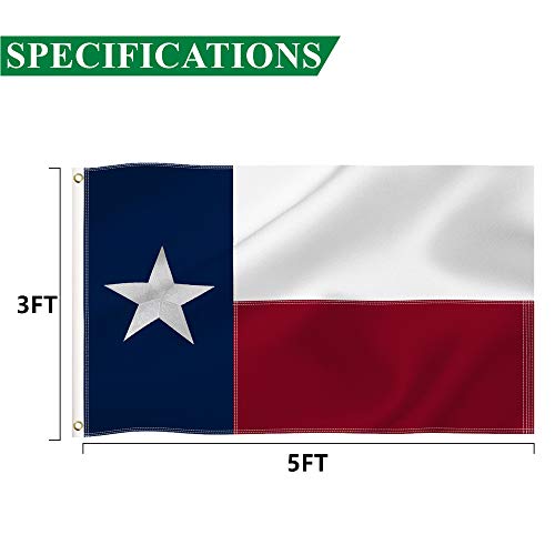 3X5 Ft Texas State And Usa American Flags Combo Pack, State Tx And Us Embroidered Stars 210D Nylon Flag With Brass Grommets Vivid Color,For Outdoor And Indoor Use #TOP4