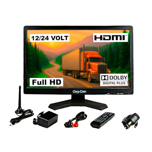 DenyDan 22-Inch Travel TV – Your Ultimate Portable Entertainment Hub, Stunning 1080p Display, HDMI/USB Inputs, 12V/24V/110V Power, Ideal for RV, Camper, Van, Car or Kitchen