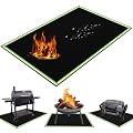 plrosnmy 60x40 Inch Under Grill Mat for Outdoor Grill - Fireproof Grill Floor Mats with Reflective Trim, Oil-Proof Waterproof Deck and Patio BBQ Protector Mat, Indoor Fireplace/Fire Pit Heavy Mat