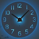 JoFomp LED Wooden Wall Clocks Battery Operated, 10 Inch Silent Wall Clock Glow in Dark, Sound Control Night Light Wall Clocks for Living Room Decor, Light Up Wall Clock for Bedroom, Hollow Design