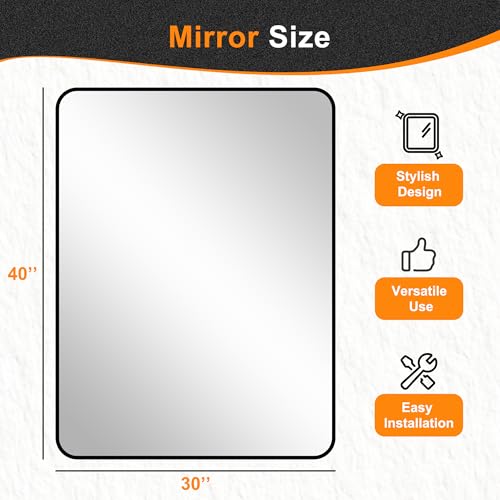 Image of Delma Bathroom Vanity Mirror, Black Framed Mirror for Over Sink, 30x40
