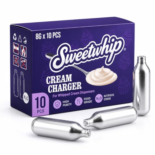 Whipped Cream Chargers (10-Pack) ×5 – Cream Chargers, 8g Cartridges for Professional Whipped Cream Dispensers – Food Grade Gas Refills for Whipping Cream, Culinary Foams & Desserts