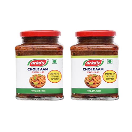 Image of Arkos Homemade Chole Aam Pickle, 800gm with 100% natural ingredients,Soury Chickpeas and mango pickle,Garbanzo and mango Pickle,Ready to eat hot rice, roti,paratha etc