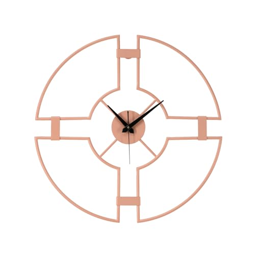 Image of Wakefit Metal Analog Wall Clock Big | 20 Inch | Laser Cut Abstract Home Decor & Gifting Option | for Living Room Study Bedroom & Office Decor | Velint Metal Wall Clock 500 MM Peach
