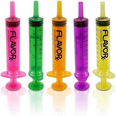 FLAVORx Rainbow Dose Oral Dosing Syringes | No More Medicine-Time Meltdowns! | 5 Uniquely Colored Syringes | 10ml (2tsp) Each | 3 Bottleneckers Included | New & Improved!