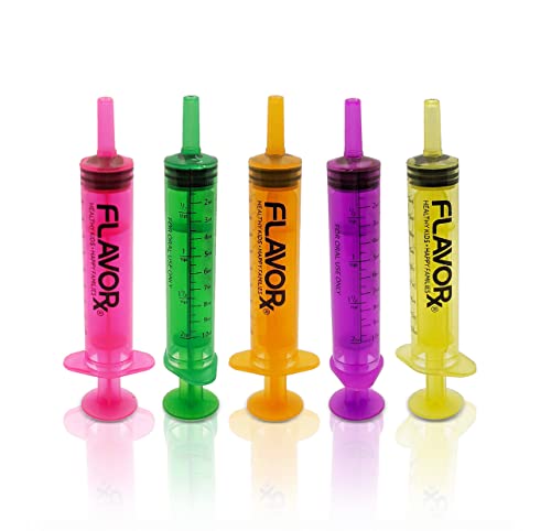 Flavorx Rainbow Dose Oral Dosing Syringes | No More Medicine-Time Meltdowns! | 5 Uniquely Colored Syringes | 10Ml (2Tsp) Each | 3 Bottleneckers Included | New & Improved! #TOP17