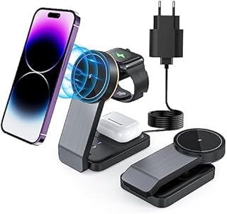 Bezprzewodowa ładowarka Mag-safe, składana bezprzewodowa stacja ładująca 3 w 1, kompatybilna z iPhone 14/13/12/11 Pro Max, bezprzewodowa ładowarka do Apple Watch 8/7/SE/6/5/4/3/2, Air Pods